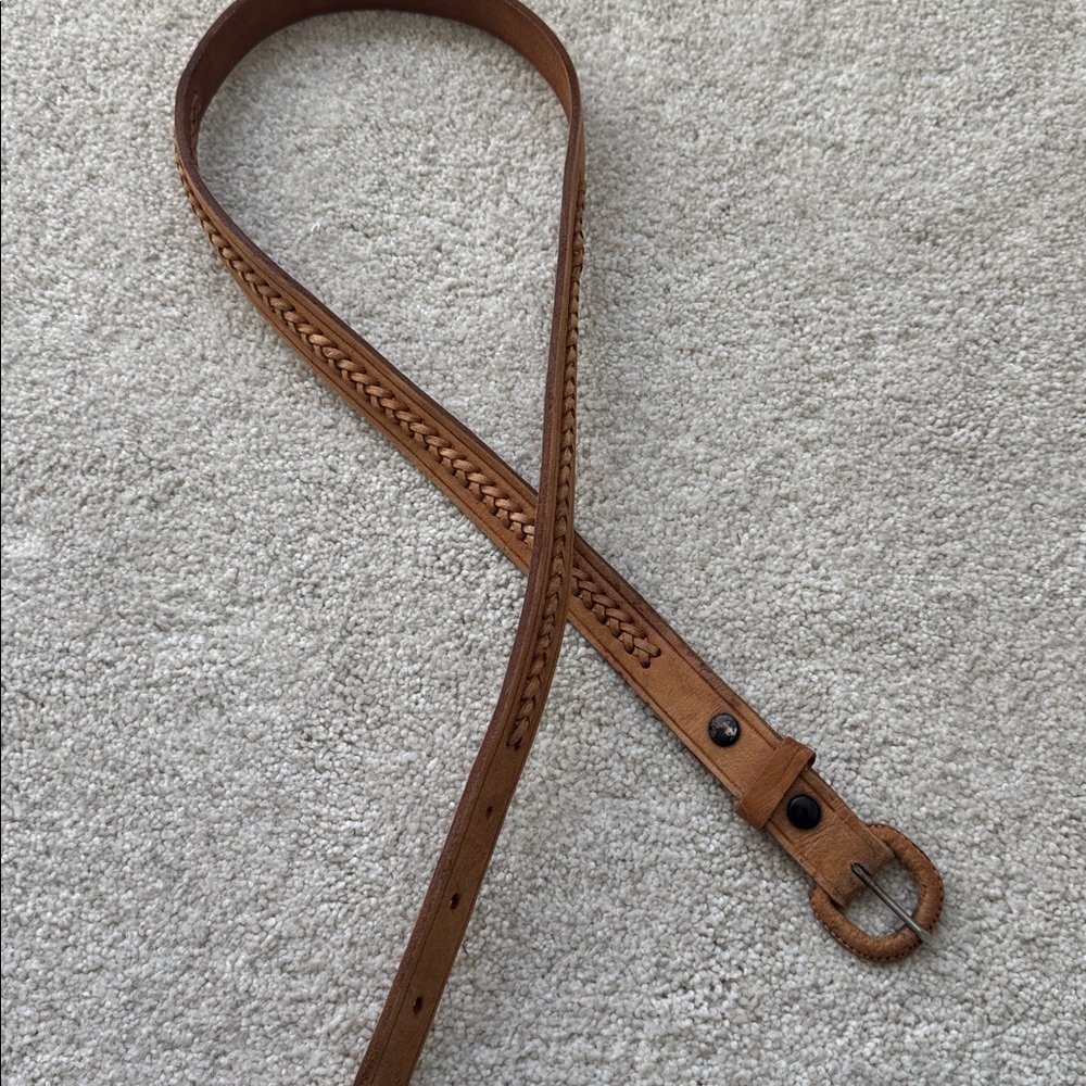 Brown Leather Braided Belt